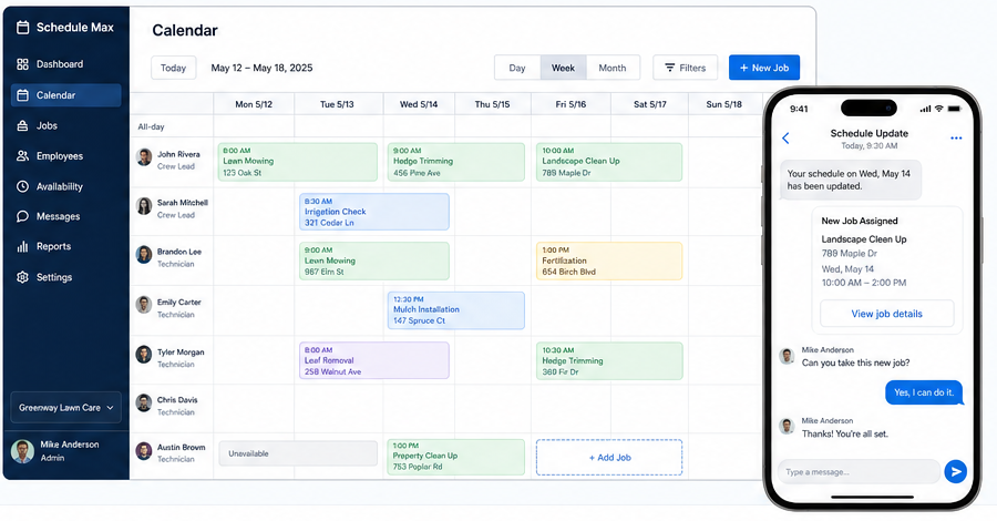 Schedule Max manager calendar and employee mobile schedule update preview
